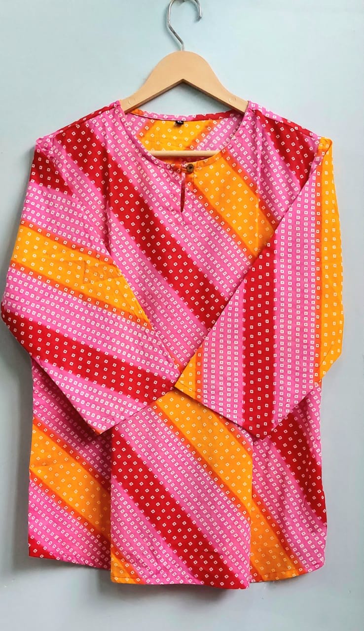 Jaipuri Pink Bandhej Kurti