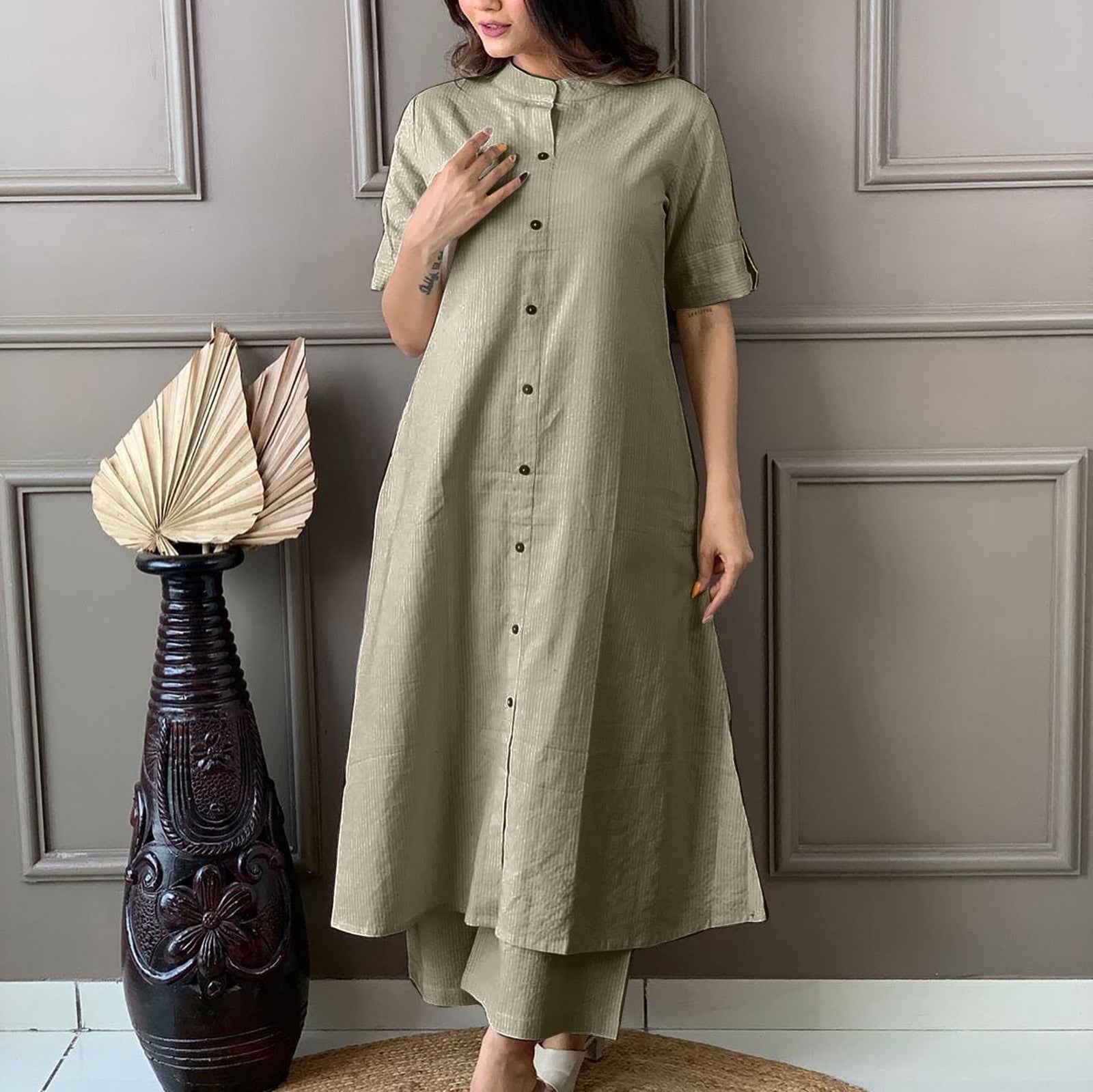 ALine Kurti brown with Palazo