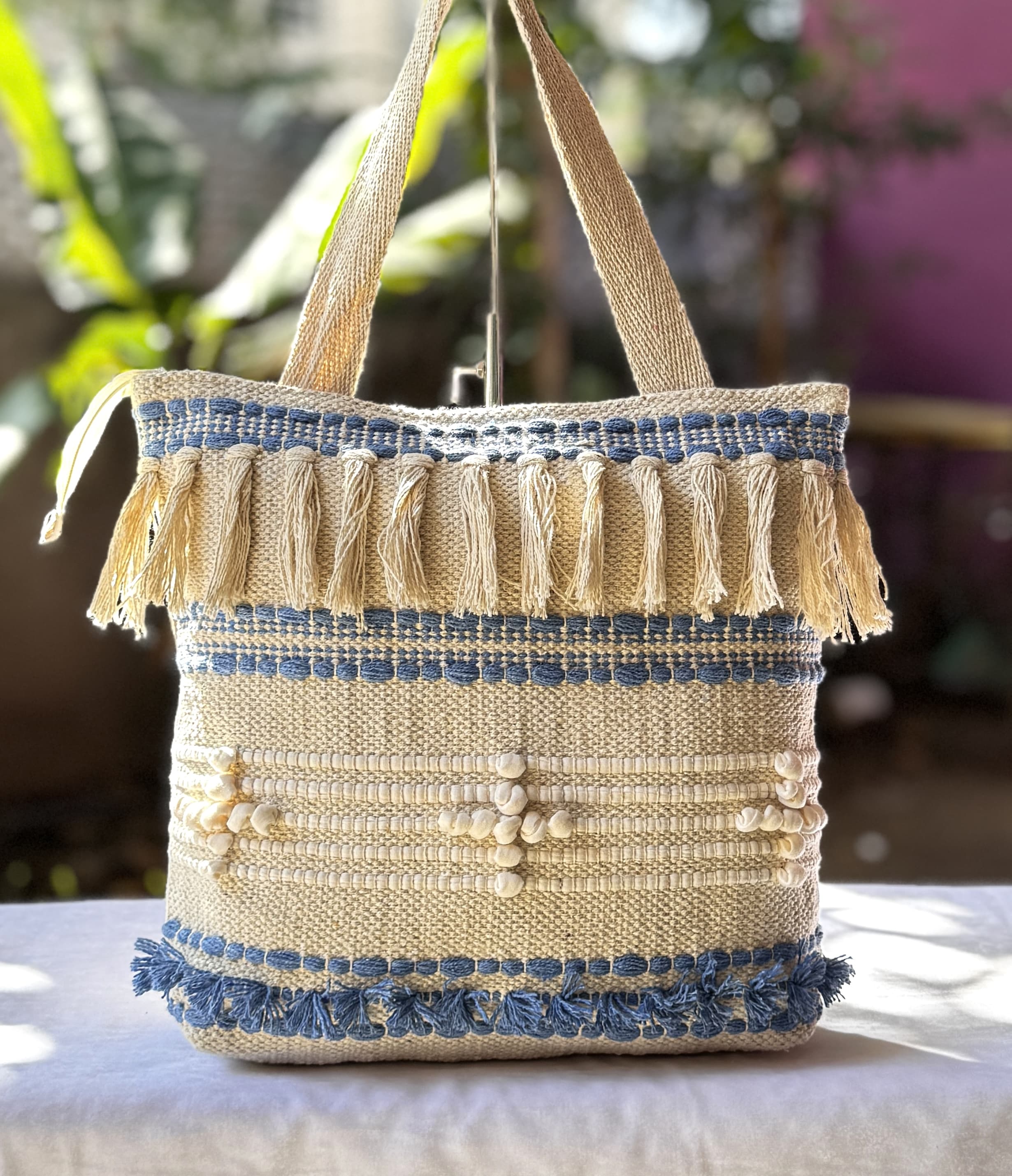 Blue Frill Tote Bag