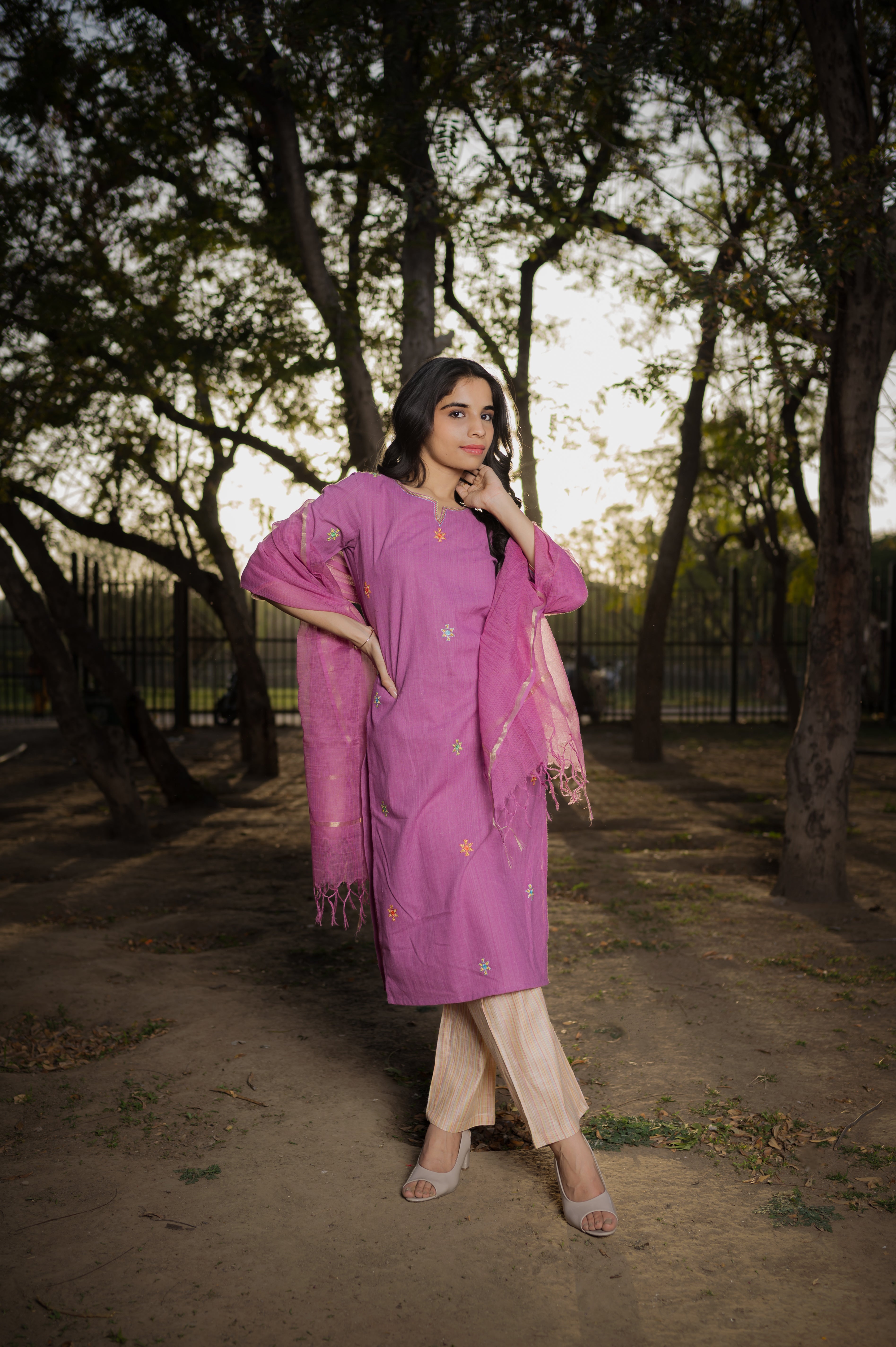 Embroidered Lilac Suit Set