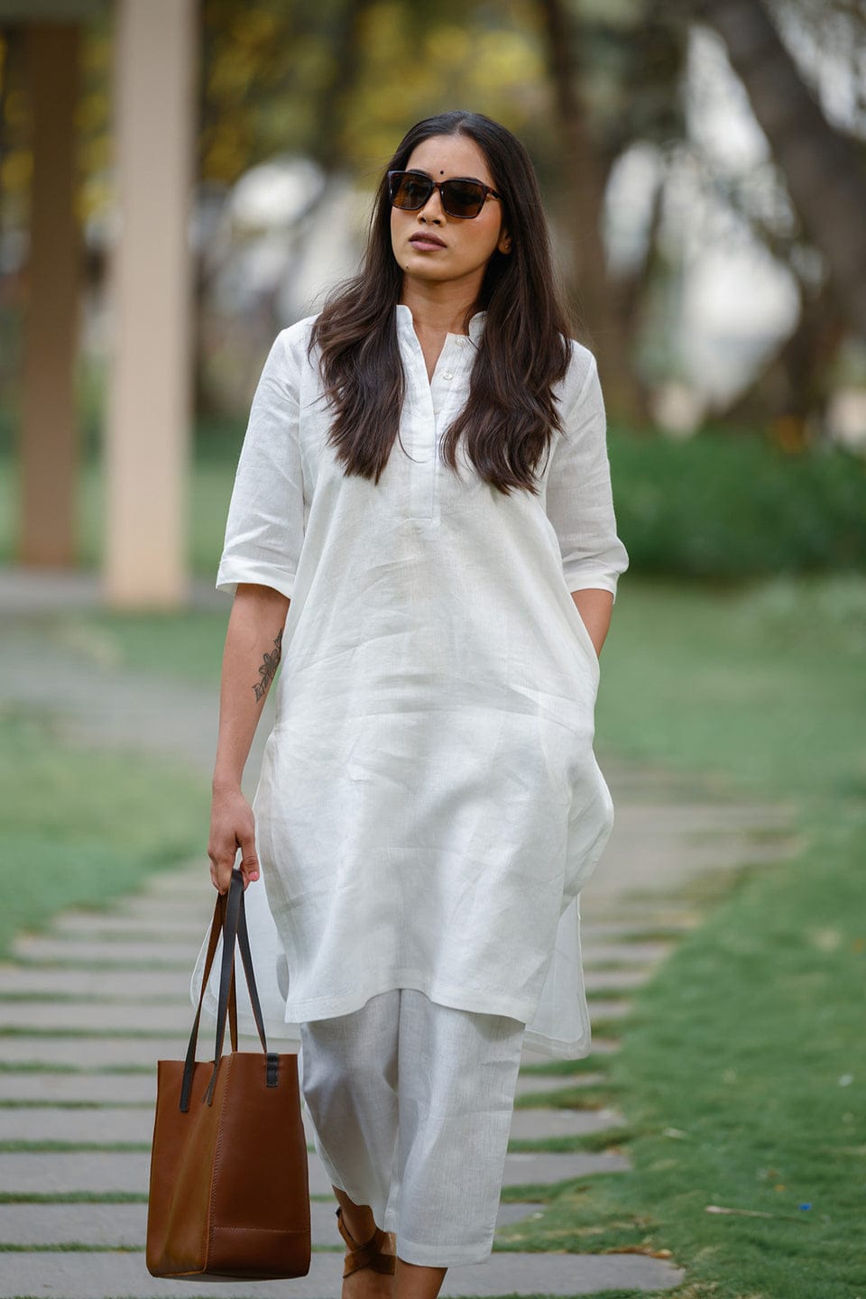 Aline White kurti with Palazzo