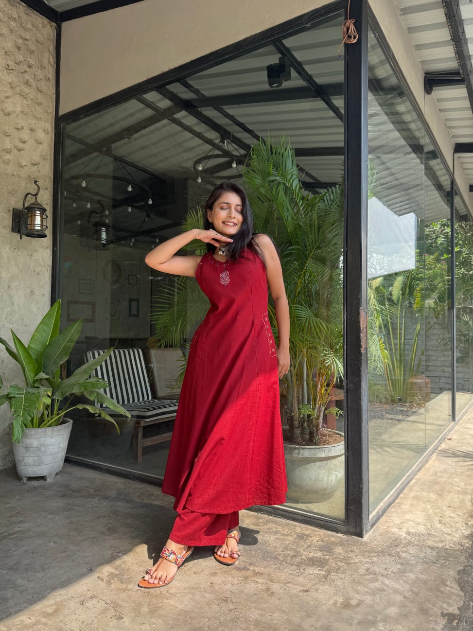 Red Kurti Palazzo