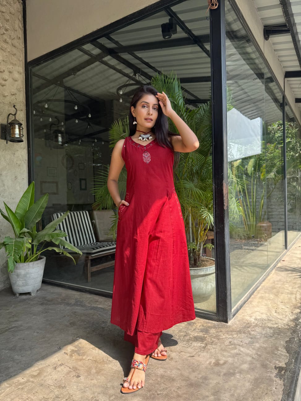 Red Kurti Palazzo