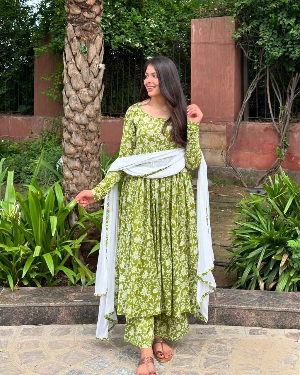 Green Jaipuri Hand block Print Suit