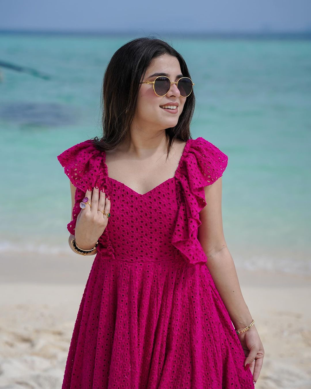 Hot Pink blossom cotton dress