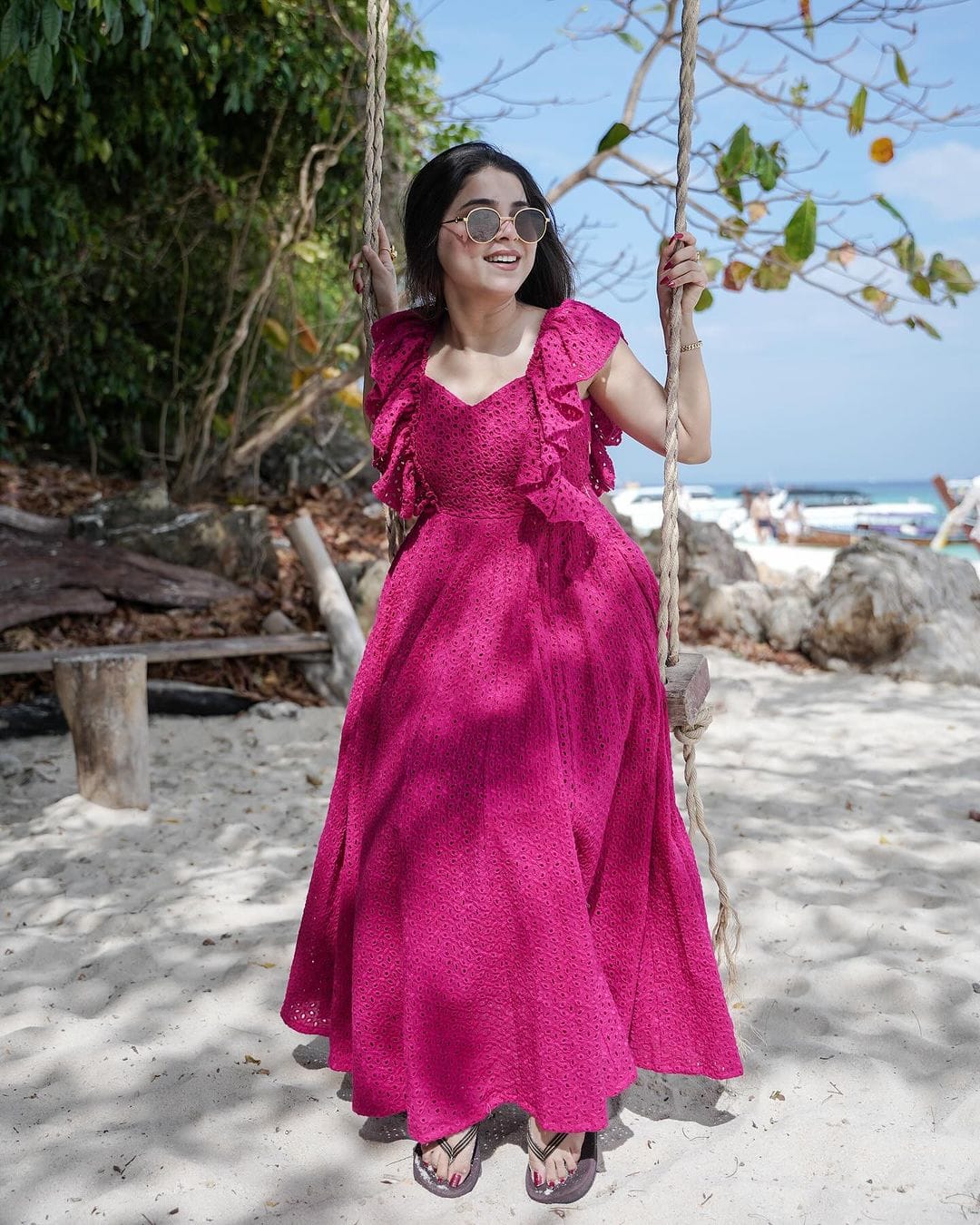 Hot Pink blossom cotton dress