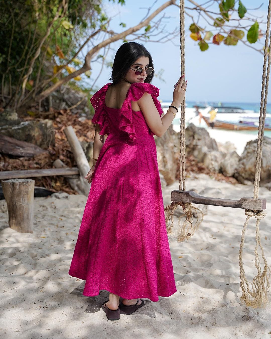 Hot Pink blossom cotton dress