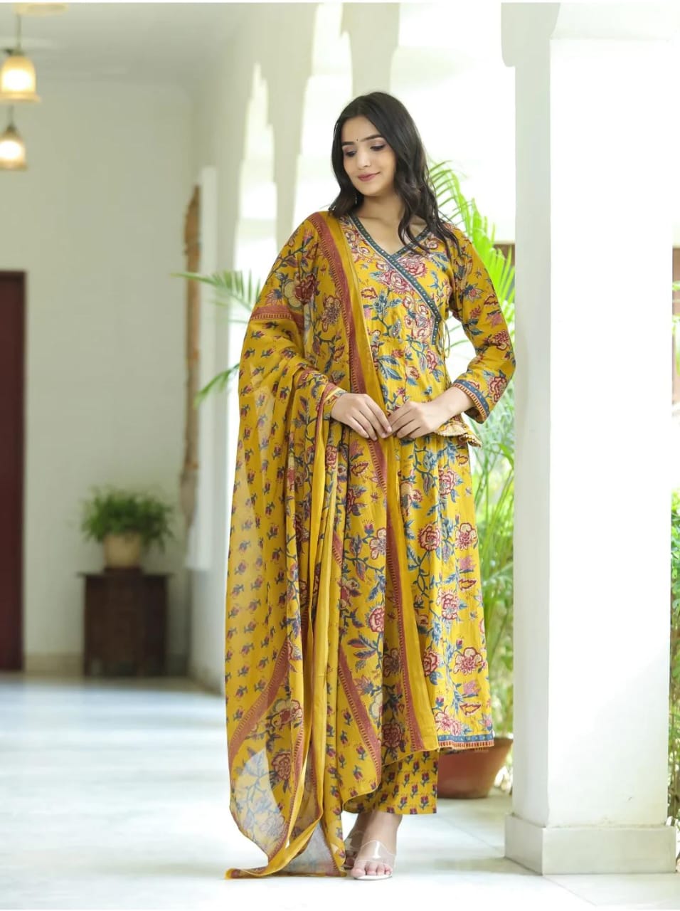 Mustard Hand Block Print Suit