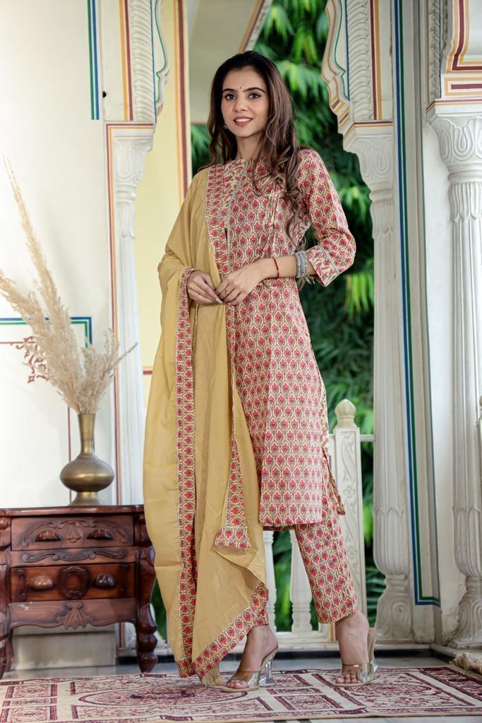 Jaipuri Printed Cotton Kurti set