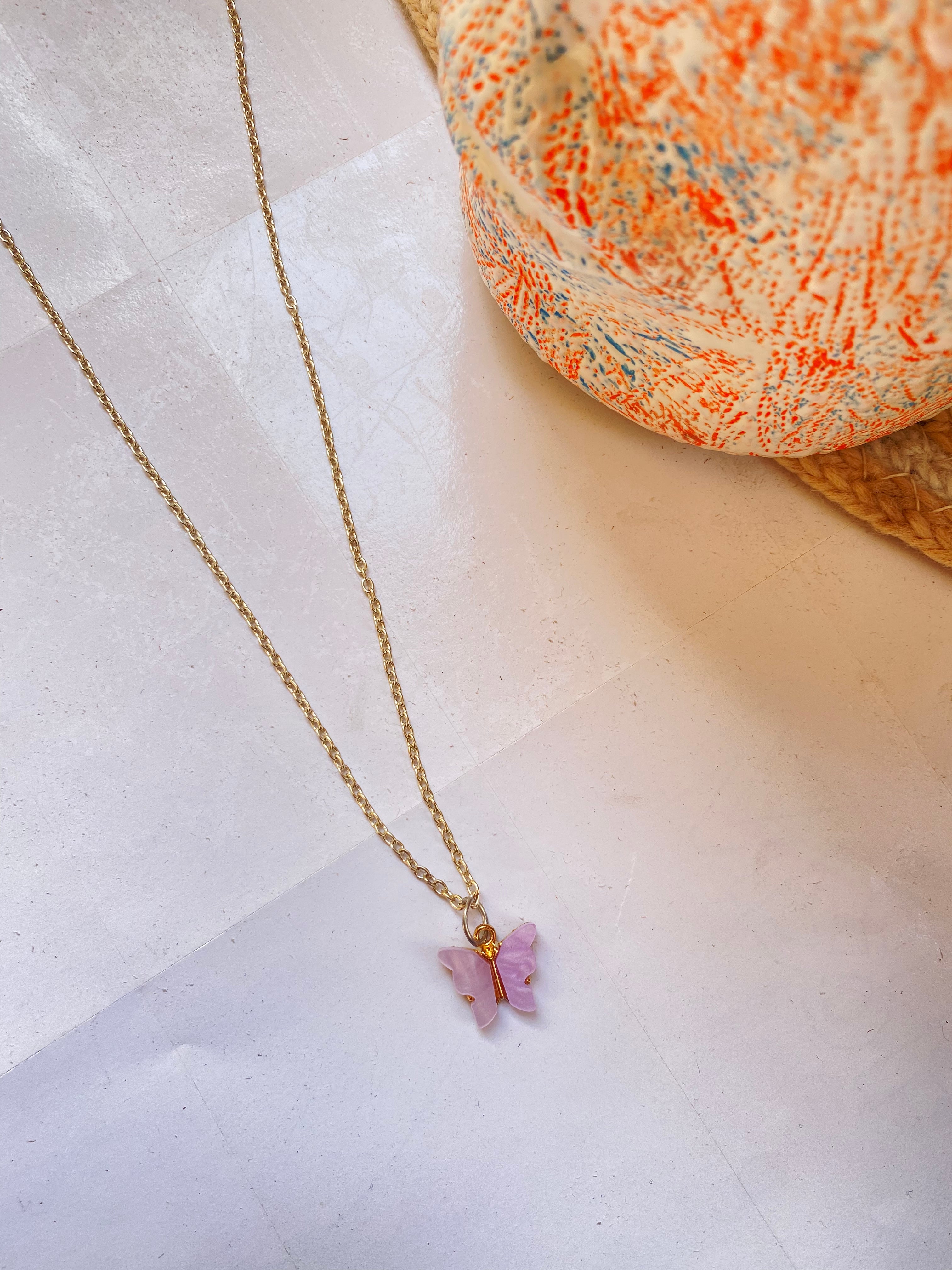 Lilac butterfly necklace