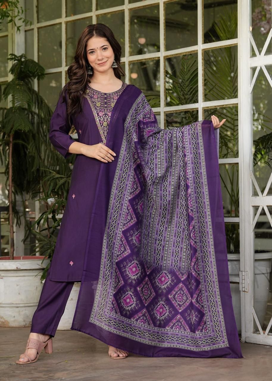 Violet Roman silk kurti set