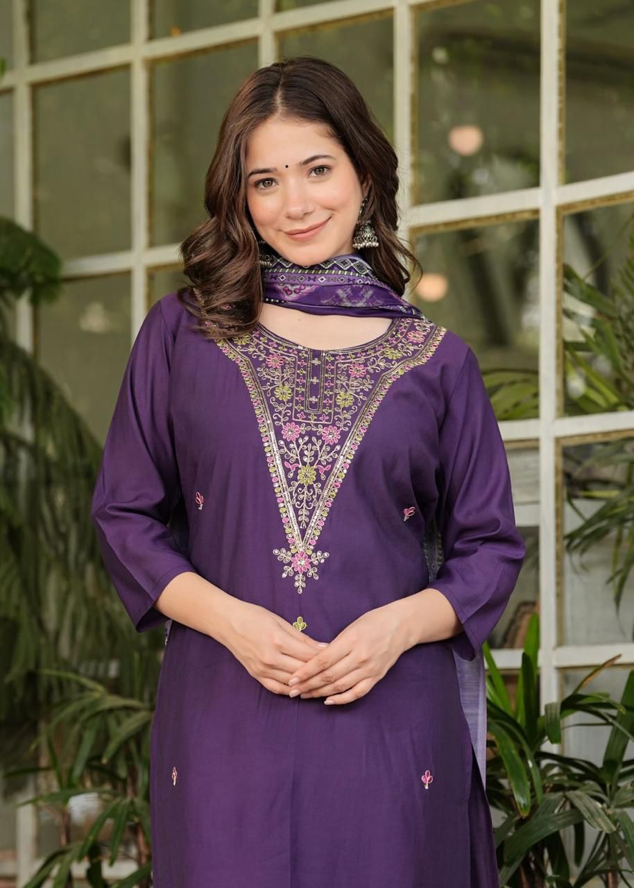 Violet Roman silk kurti set