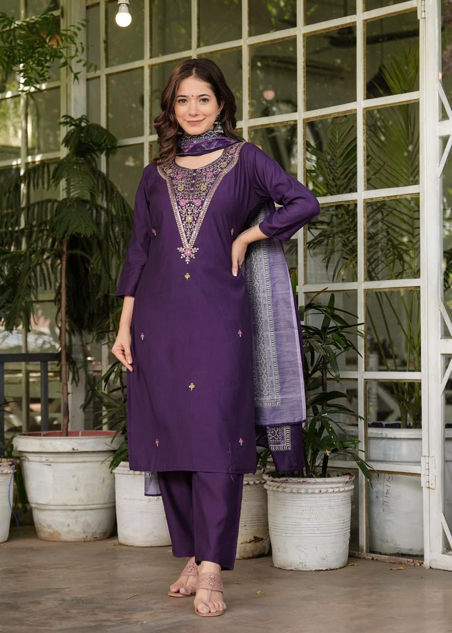 Violet Roman silk kurti set