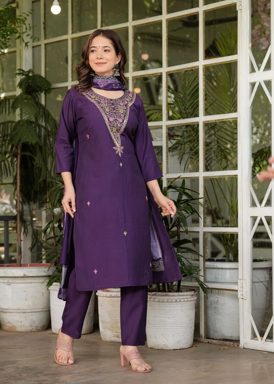 Violet Roman silk kurti set