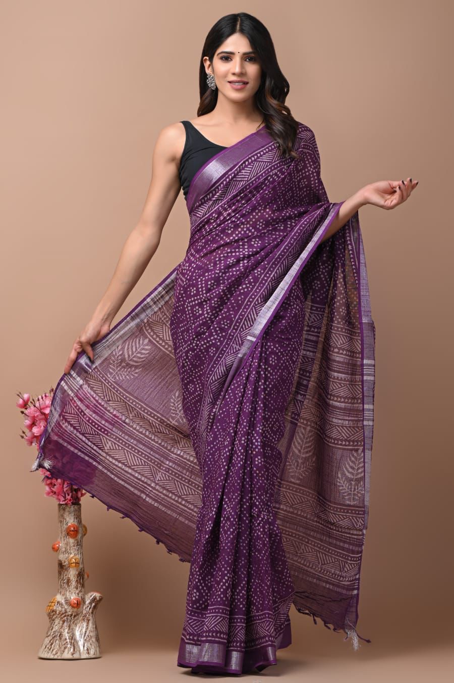 Bandhej Bagru Print Saree