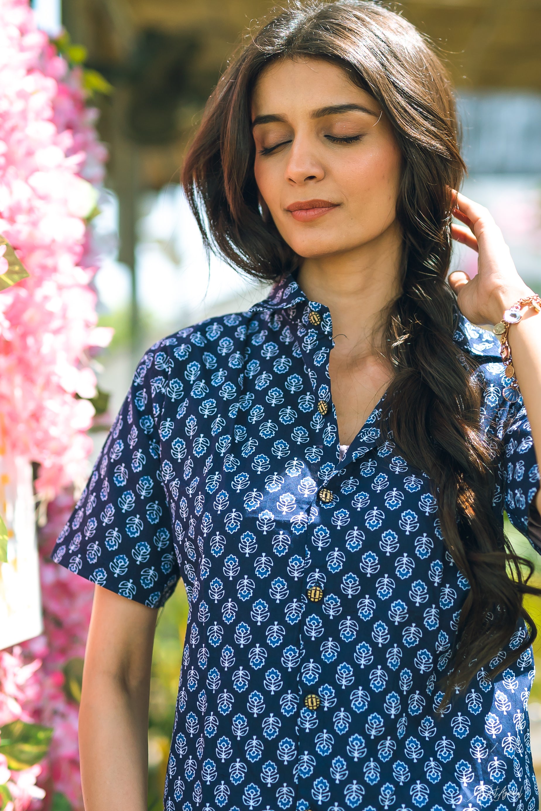 Jaipuri Print Blue Shirt